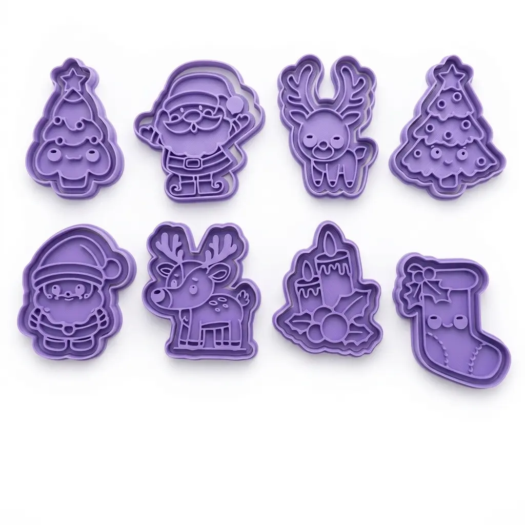 8-Piece Christmas Cookie Cutter & Stamp Set – 3D Embossed Holiday Baking Molds for Cookies, Fondant & Festive Crafts