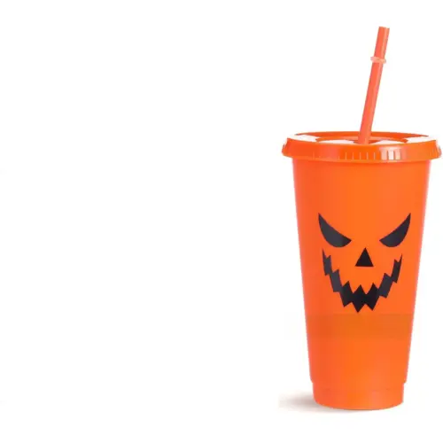 Festive Halloween Pumpkin Straw Cup – Reusable 750ml Eco-Friendly Party Tumbler