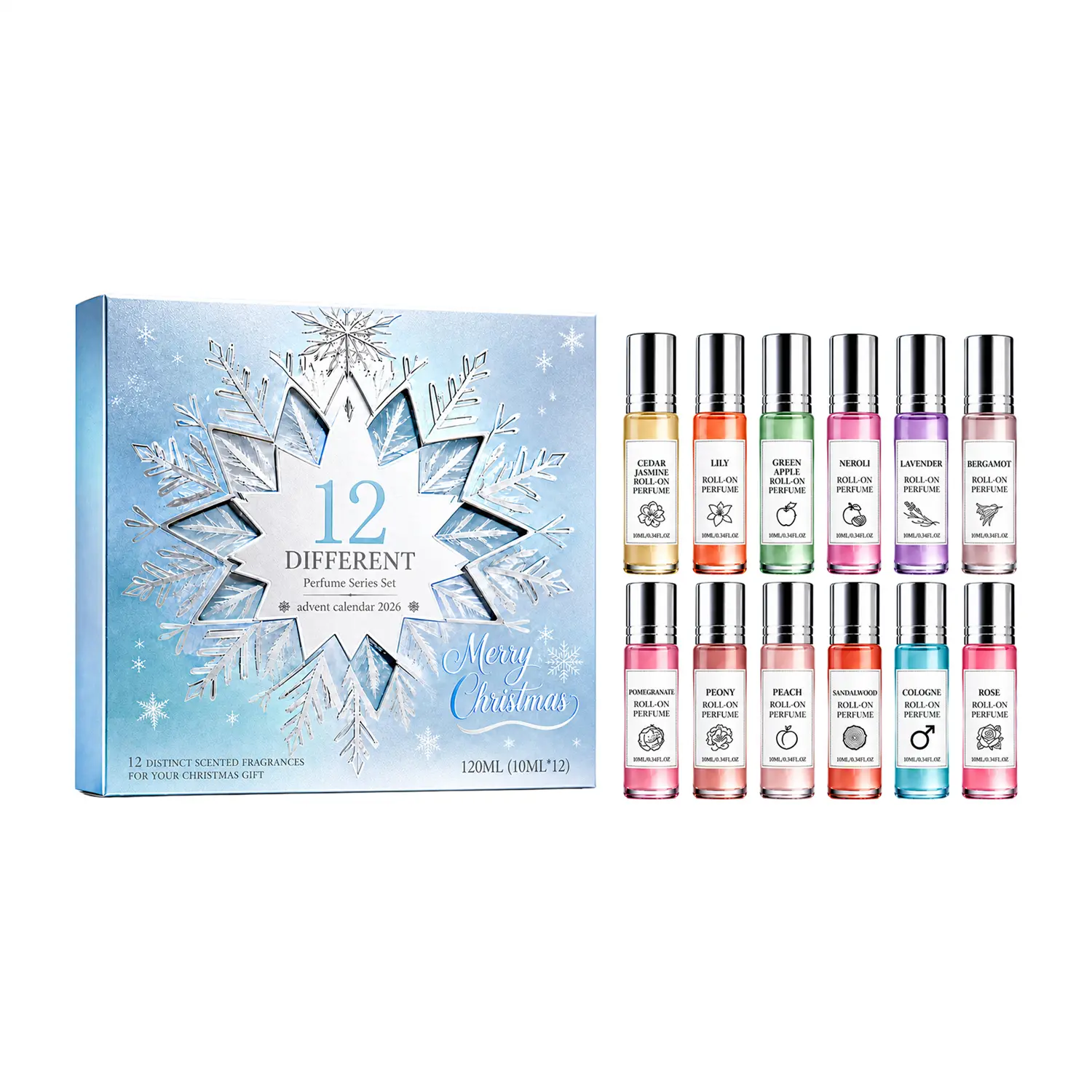 Luxury Rollerball Perfume Gift Set (12-Piece) – Curated Floral, Fruity & Woody Fragrance Collection (10ml Each)
