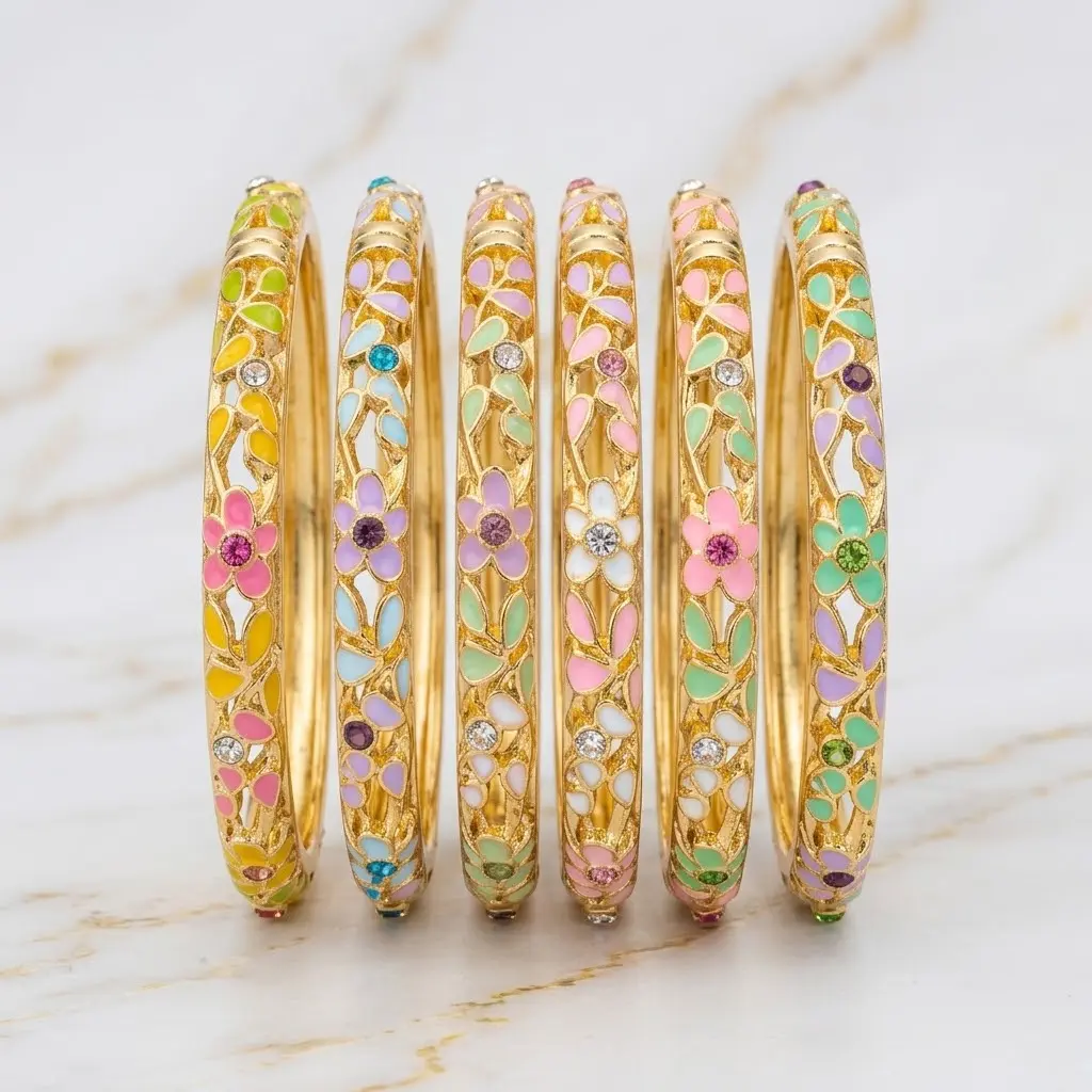 Vintage Palace-Style Floral Charm Bracelet for Women – Elegant Five-Leaf Flower Chinese Jewelry