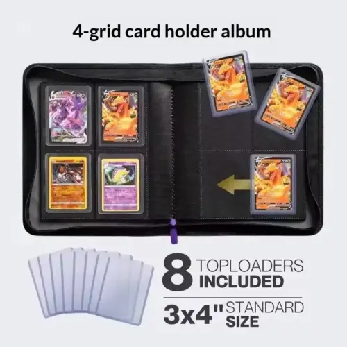 Premium 4-Pocket Hard Shell Trading Card Binder - 112 Slot Protective Collector Album Case