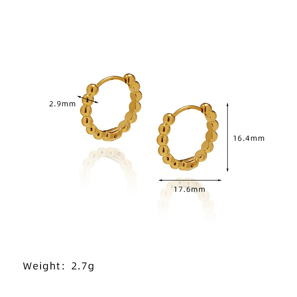 Minimalist French Retro Ball Stud Earrings – Waterproof Titanium Steel Bead Earrings for Women