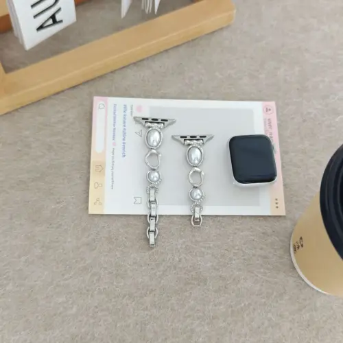 Luxury Pearl & Diamond Chain Strap for Apple Watch Series 11/10/9/8/7/6/SE & Xiaomi - Elegant Jewelry Wristband for Women