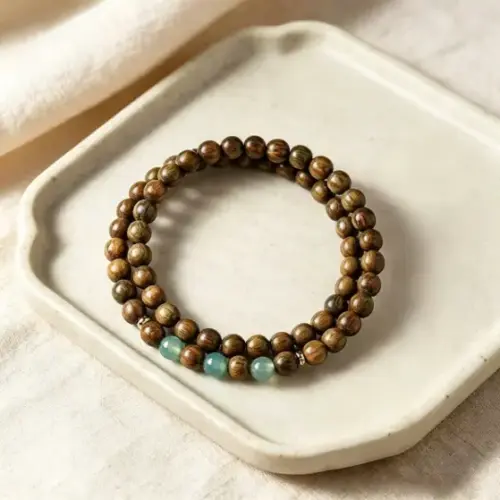 Natural Green Sandalwood Beaded Bracelet – 8mm Spiritual Meditation & Mindfulness Wristband
