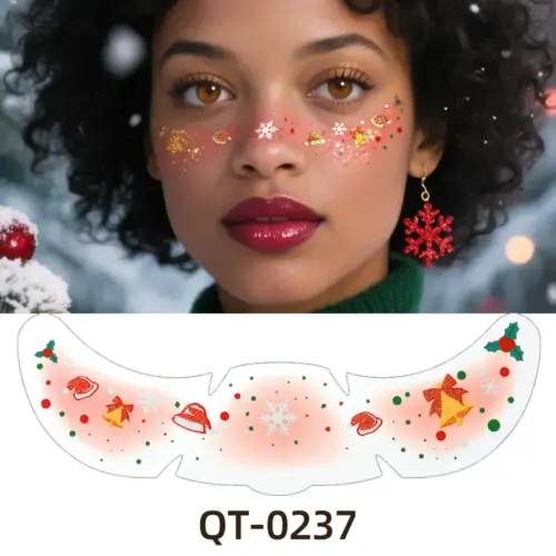 Sparkling Gold Foil Freckle Tattoo Stickers - Festive Temporary Face Makeup for Christmas & Holiday Parties