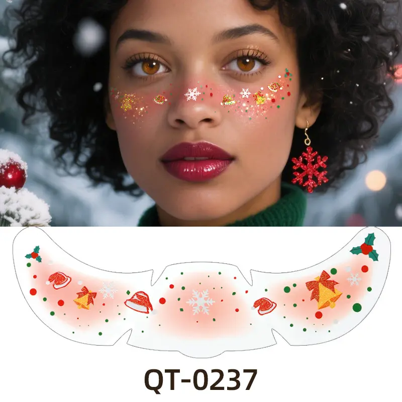 Sparkling Gold Foil Freckle Tattoo Stickers - Festive Temporary Face Makeup for Christmas & Holiday Parties
