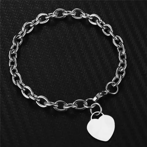 Polished Stainless Steel Heart Charm Chain Bracelet – Minimalist Link Bracelet for Women & Men