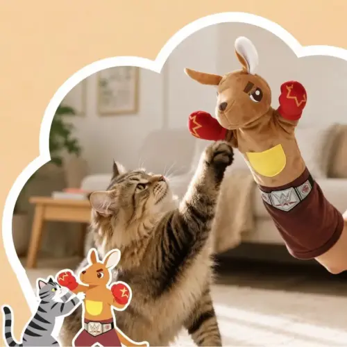 Interactive Kangaroo Catnip Wrestling Toy – Plush Kicker & Puppet Toy for Cats
