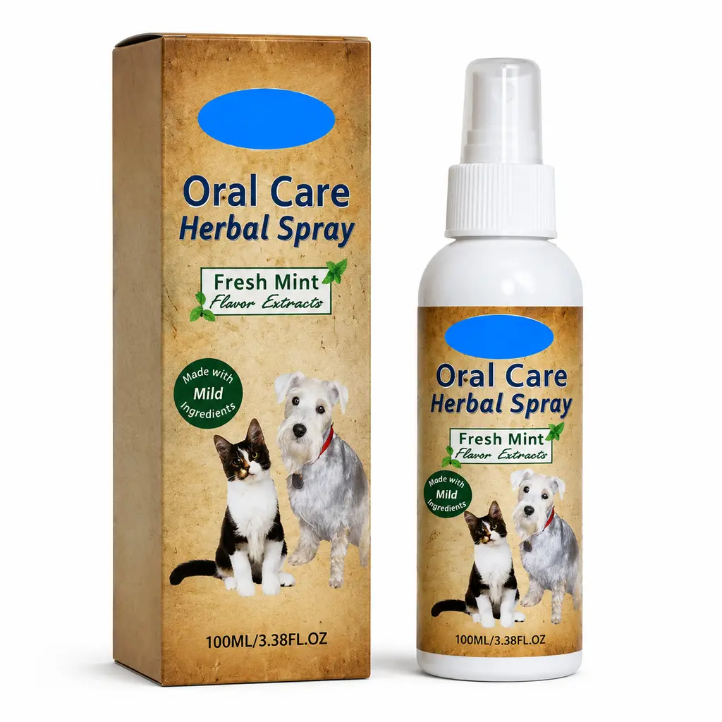 Natural Pet Oral Care Herbal Spray – Fresh Breath & Dental Hygiene Mint Spray for Dogs and Cats