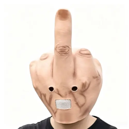 Hilarious Middle Finger Novelty Latex Mask – Funny Halloween Prank Headgear for Costume Parties & Events