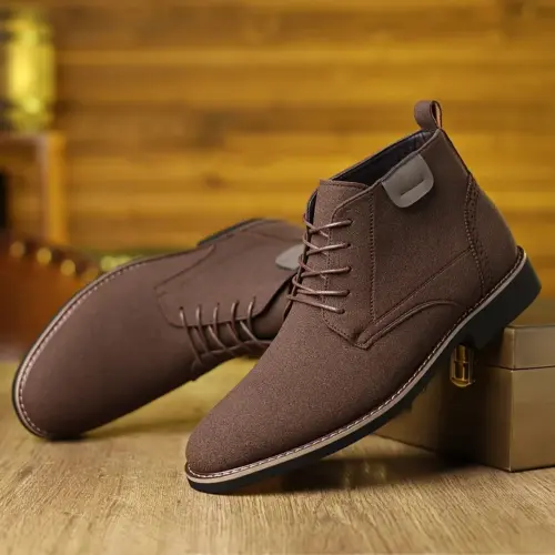 Men's British Style Matte Leather Lace-Up Desert Boots - Business Casual Ankle Boots