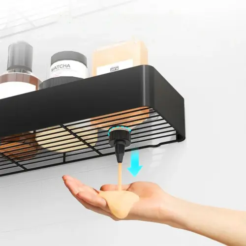 Modern No-Drill Bathroom Shower Caddy Set – Heavy-Duty Matte Black Wall Storage Organizer (2-Piece)