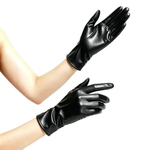 Unisex Metallic Patent Leather Fingerless Gloves – Shiny Wet-Look Punk Costume Accessories (23cm)
