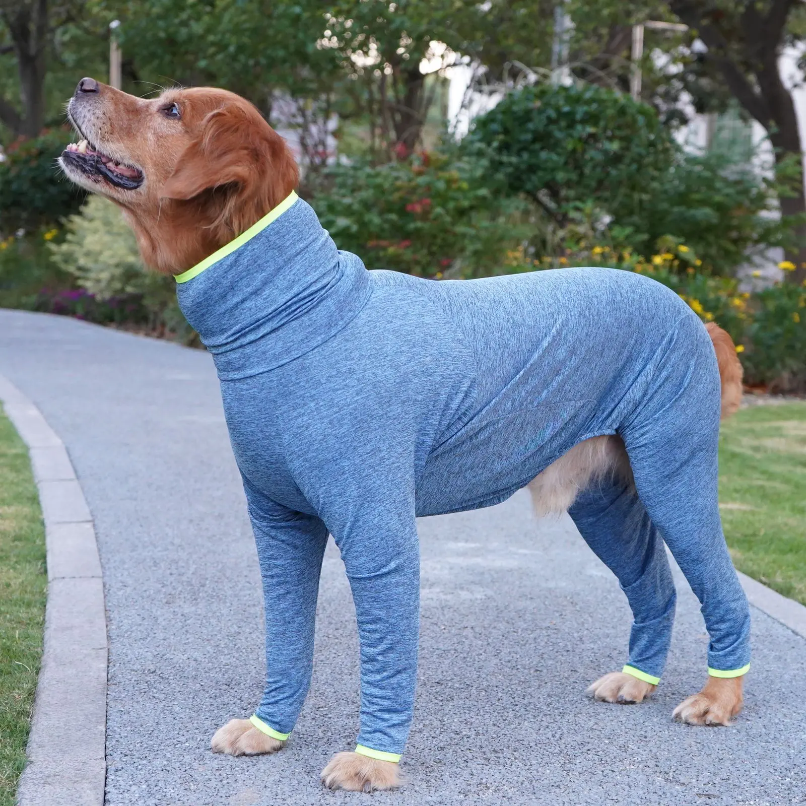 Anti-Fur Cling Large Dog Full-Body Coat – Sporty Four-Legged Onesie for Golden Retrievers & Border Collies