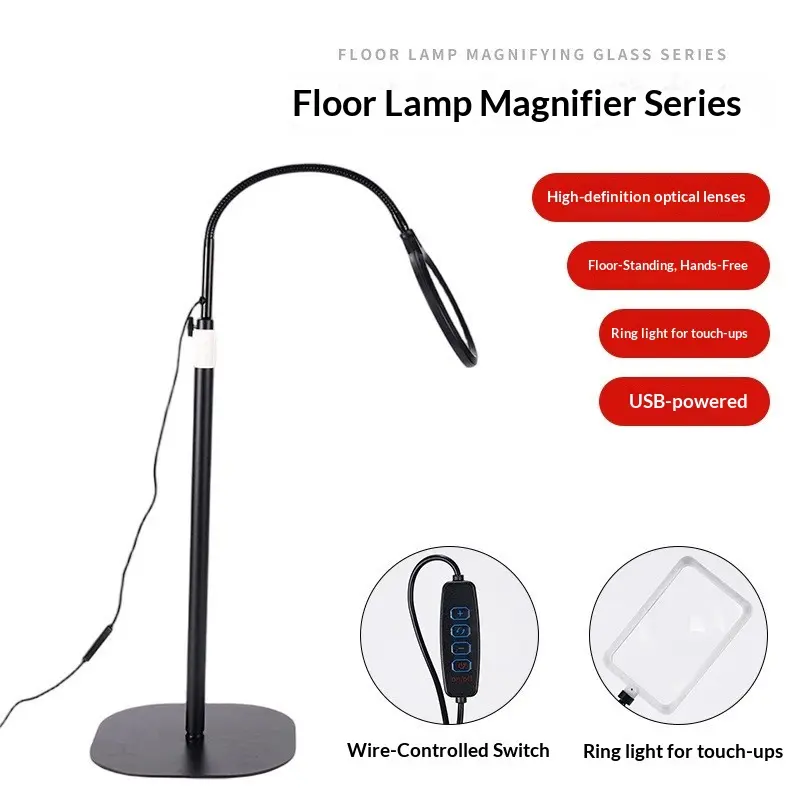 Hands-Free Desktop Magnifier Stand – Multi-Purpose Magnifying Glass for Reading, Smartphone Repair, and Precision Crafts (Model TH-6601)