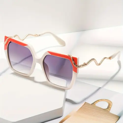 Women's Sophisticated Fashion Glasses with Snake-Textured Metal Temples - Elegant Designer Eyewear