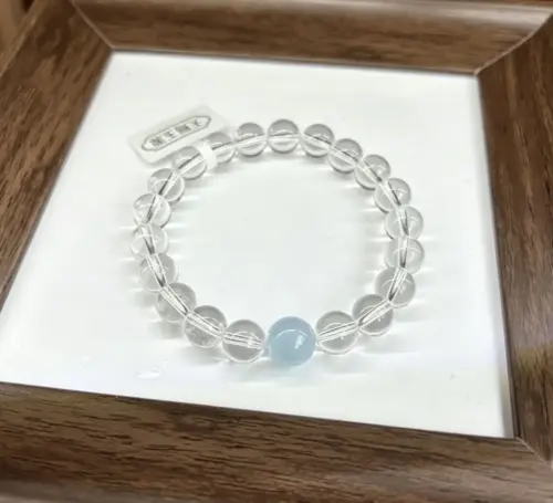 Natural White Phantom Aquamarine Crystal Bracelet - Unique 6mm Healing Gemstone Energy Bracelet