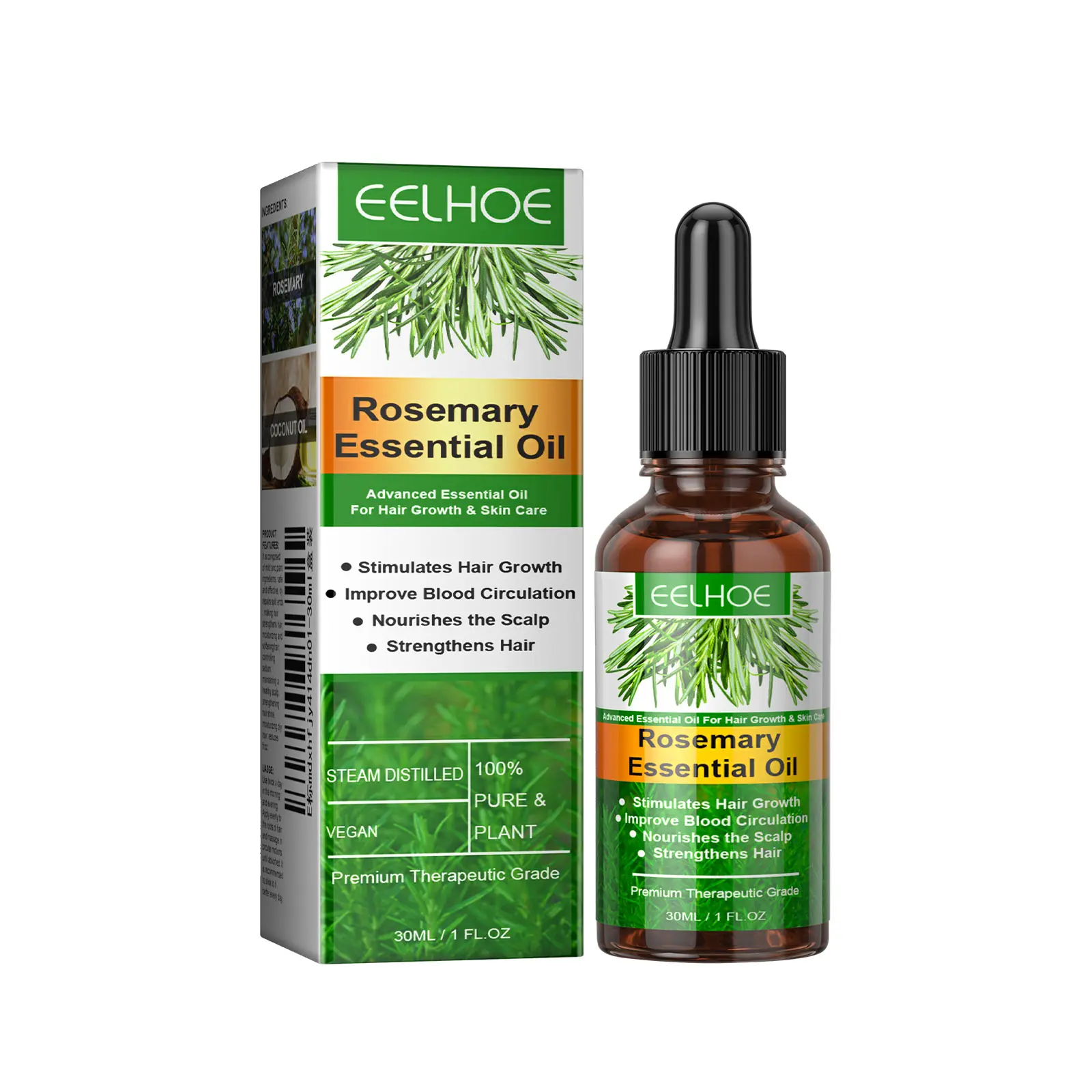 Natural Rosemary Essential Oil for Hair Growth & Scalp Nourishment (30ml) – Enriched with Ginger & Coconut Oil