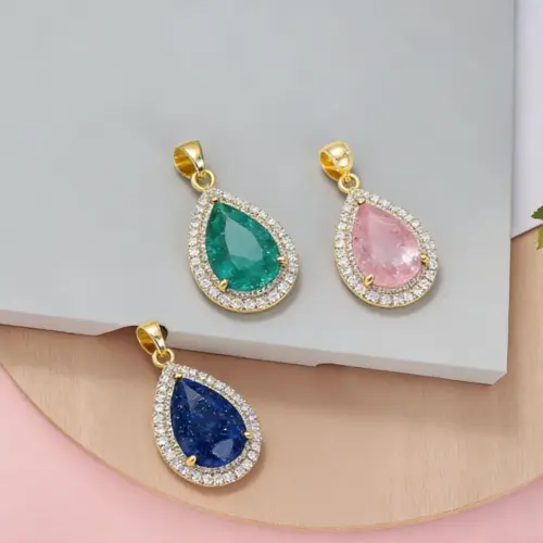 Luxury Oval Cut Red Gemstone Jewelry Set – Halo Pendant Necklace, Stud Earrings & Cocktail Ring