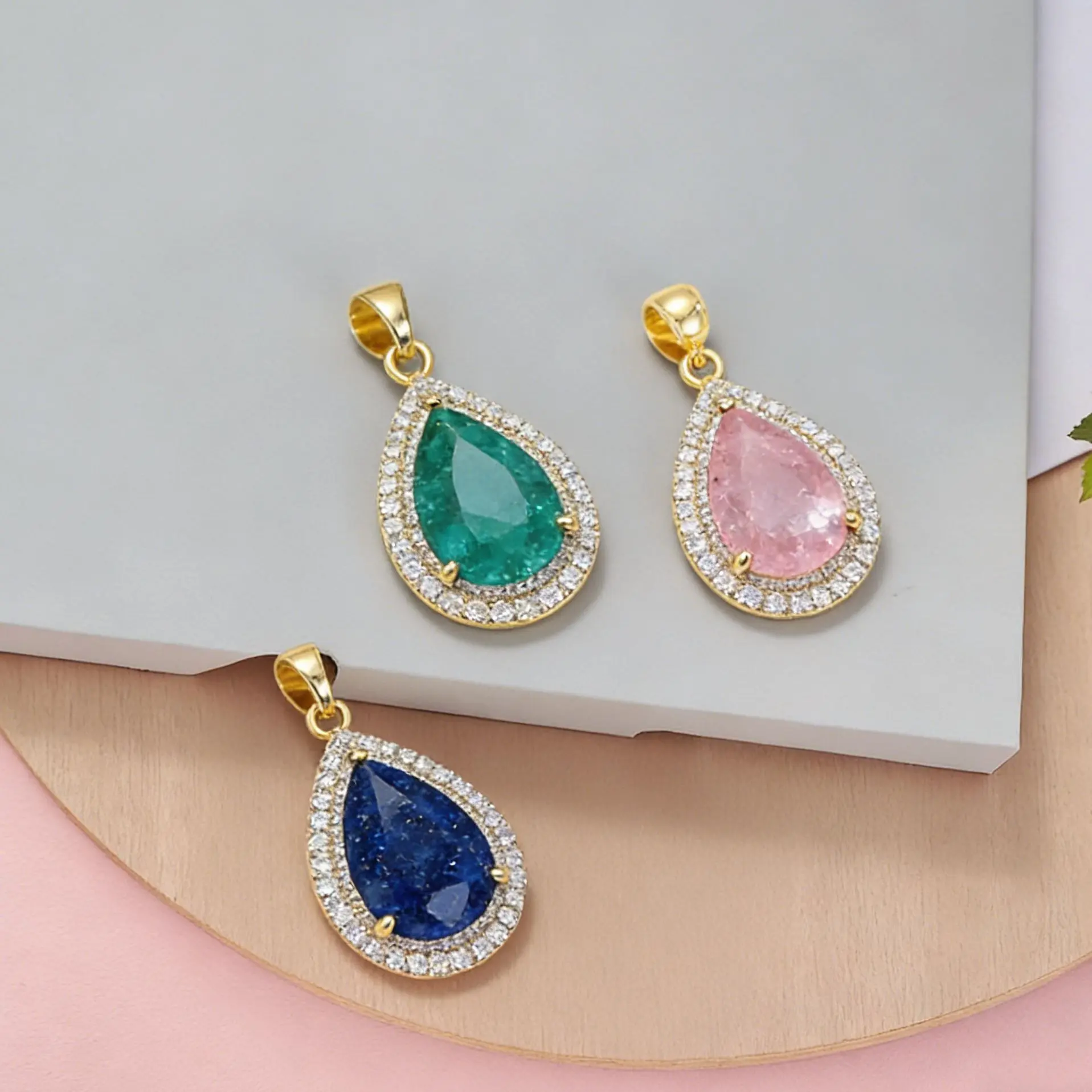Luxury Oval Cut Red Gemstone Jewelry Set – Halo Pendant Necklace, Stud Earrings & Cocktail Ring