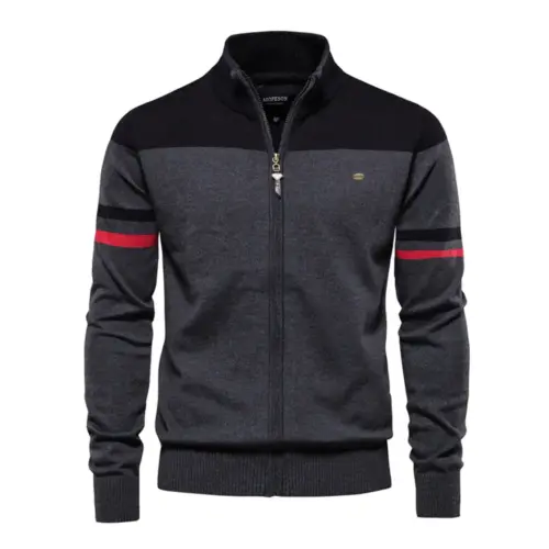 Men's Full-Zip Knit Cardigan Sweater - Autumn & Winter Warm Stand Collar Knitwear