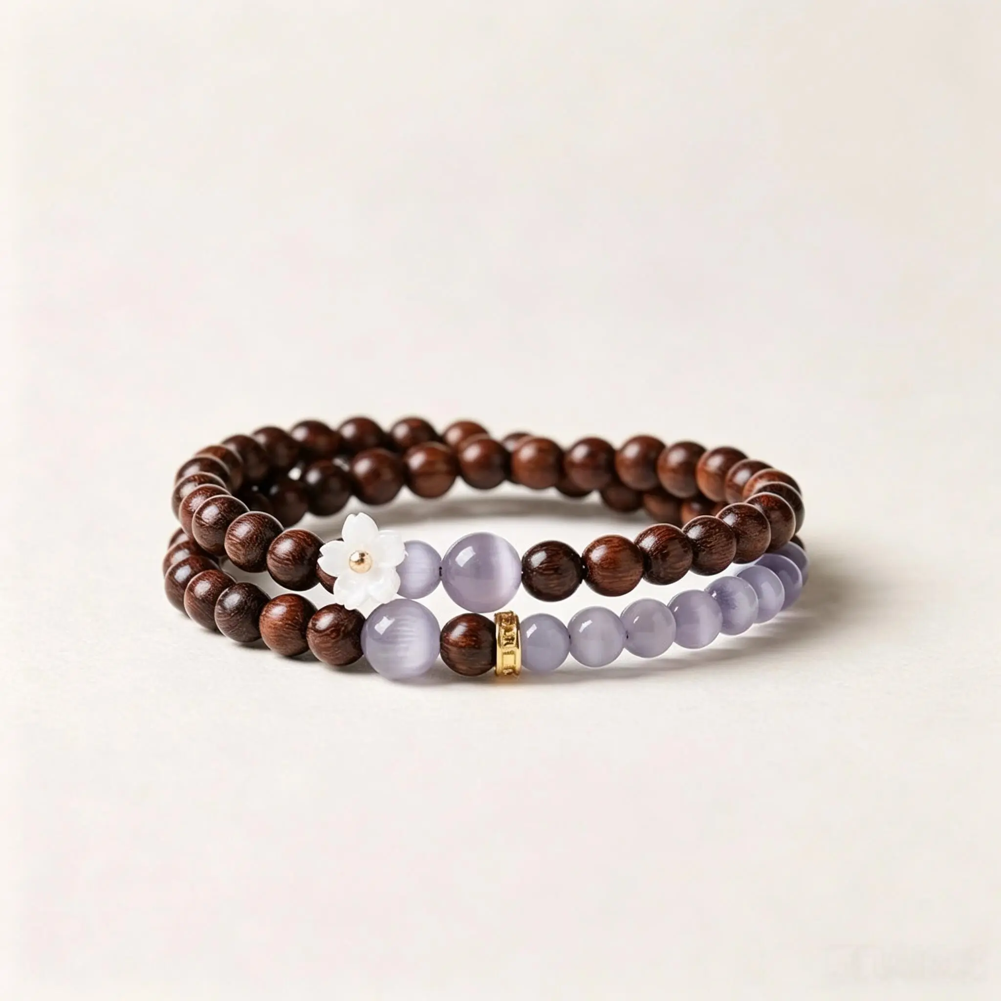 Blessed Cat's Eye & Sandalwood Beaded Bracelet - 6mm Spiritual Crystal Jewelry