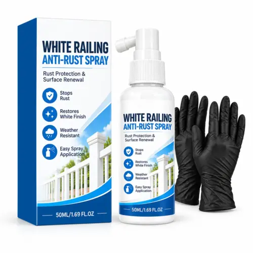 Professional Anti-Rust Spray & Stain Remover for White Railings - Fast-Acting Metal Cleaner Kit