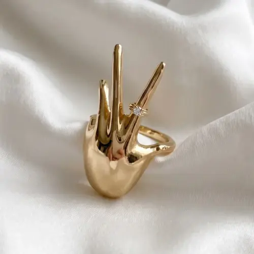 Chunky Heart Statement Open Ring for Women – Trendy Adjustable Instagram Aesthetic Band