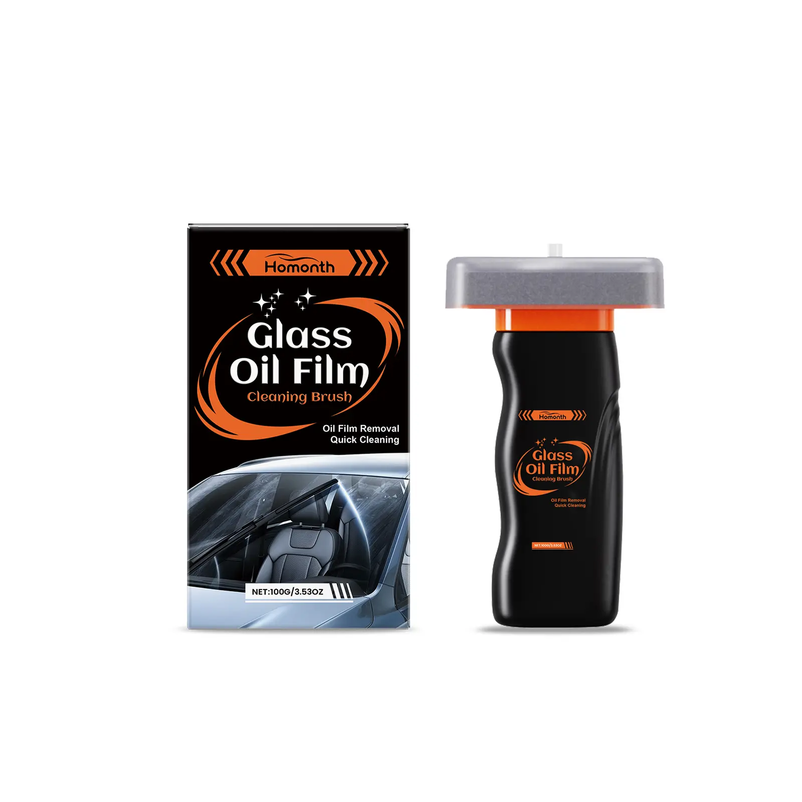 Automotive Glass Oil Film Cleaner Brush (100g) – Heavy-Duty Windshield & Mirror Stain Remover