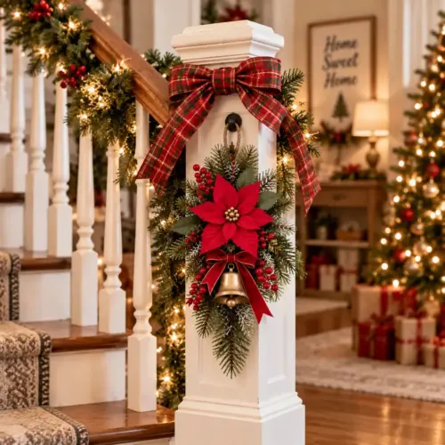 Vibrant Red Floral Hanging Wreath Pendant – Festive Holiday & Christmas Garland Decor
