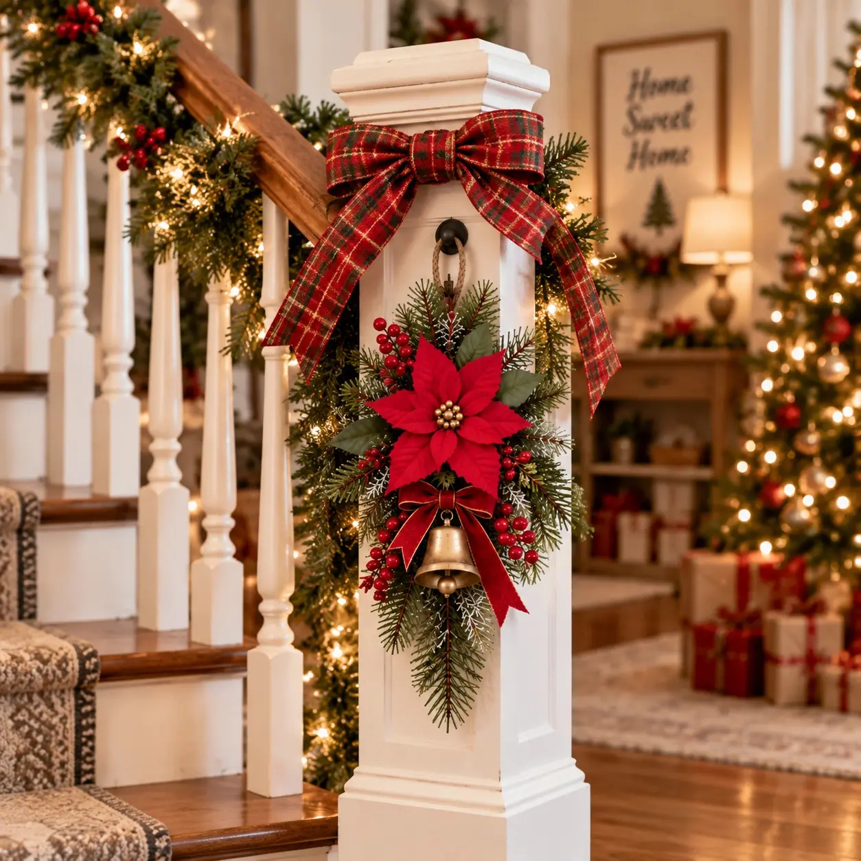 Vibrant Red Floral Hanging Wreath Pendant – Festive Holiday & Christmas Garland Decor