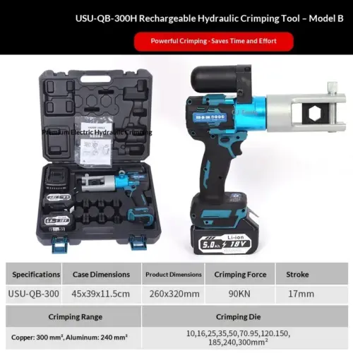 Rechargeable Electric Hydraulic Cable Crimper (90kN) – Heavy-Duty Handheld Wire Terminal Crimping Pliers