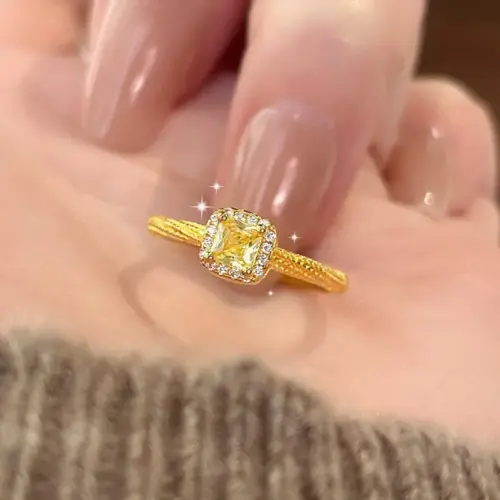 Luxury 2-Piece Radiant Cut Bridal Ring Set – 18K Gold Plated Emerald Cut Solitaire with Full Pavé Eternity Band for Women