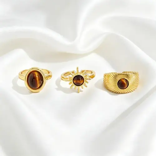 Adjustable Geometric Gemstone Open Ring – Modern Statement Band Jewelry