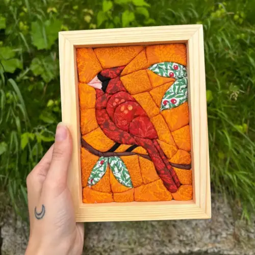 DIY Wooden Quilt Block Craft Kit - Handmade Nature & Northern Cardinal Wall Hanging Art (20x20 cm)