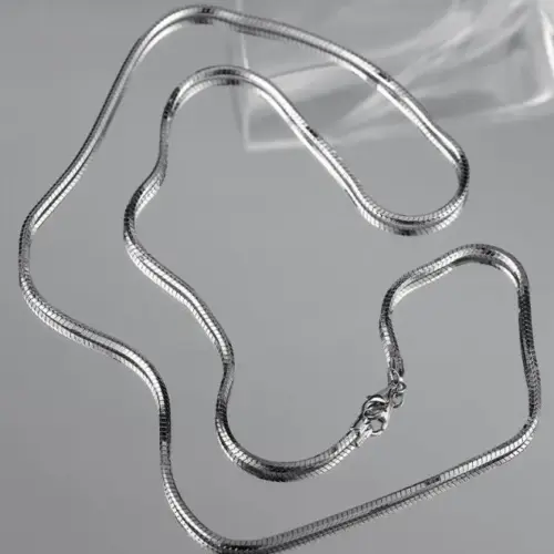 Sleek Silver Snake Bone Chain Necklace – Non-Tarnish Titanium Stainless Steel Minimalist Clavicle Chain for Men & Women