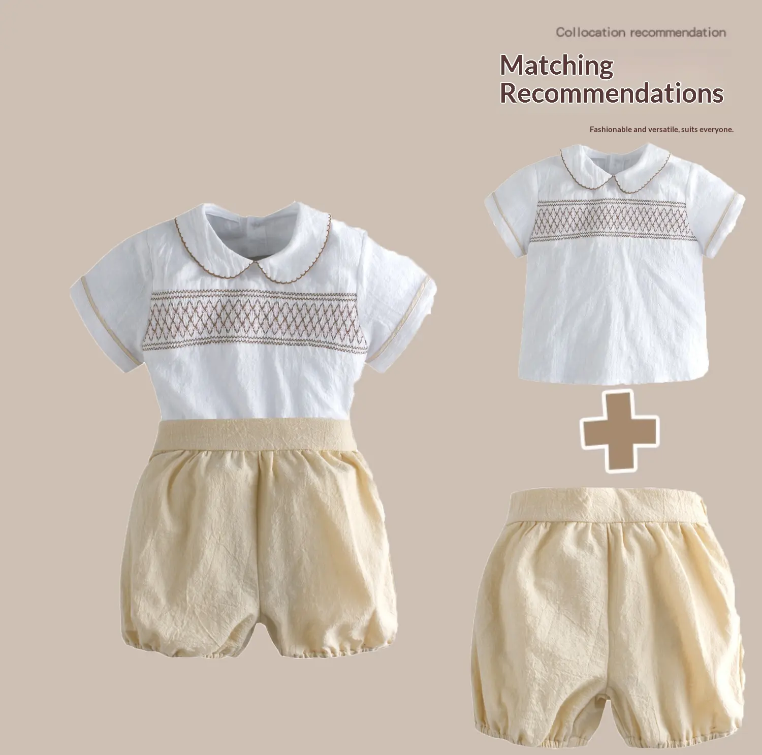 Boys' Cotton Short-Sleeve Shirt & Shorts 2-Piece Summer Outfit Set