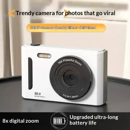 Compact HD Digital Camera for Students – Portable Vintage CCD Point-and-Shoot Camera