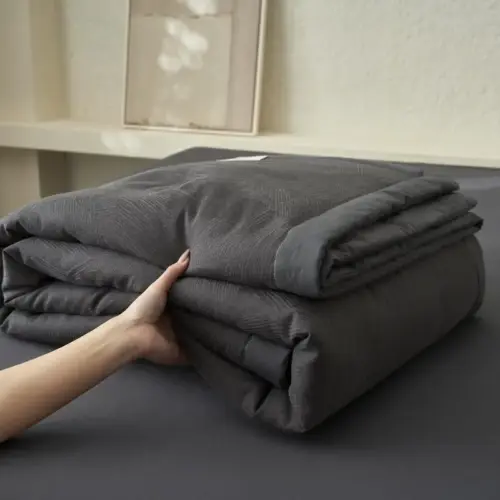 Premium Washed Cotton Jacquard Summer Quilt – Lightweight Cooling Comforter with Soybean Fiber