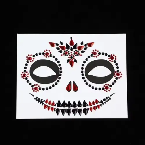Sparkling Halloween Rhinestone Eye Makeup Stickers - Self-Adhesive Geometric Face Gems