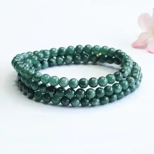 Natural Grade A Jadeite Bead Necklace – Authentic Emerald Blue Jade Gemstone Strand