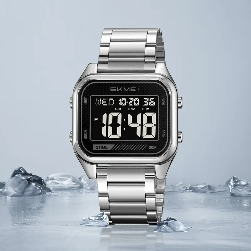 Men's Waterproof Sports Digital Watch – Minimalist Luminous Timepiece with Sleek Metallic Finish