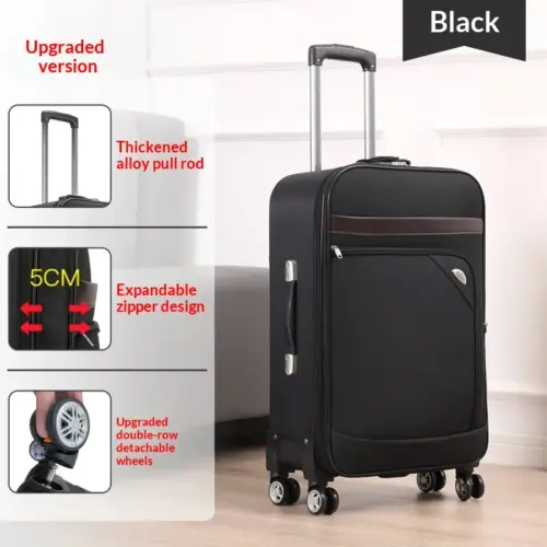 20-Inch Premium Canvas Carry-On Trolley Suitcase with Detachable Spinner Wheels