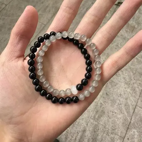 Natural Black Obsidian Beaded Bracelet (6mm) – Blessed Spiritual Crystal Jewelry for Protection