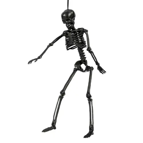 40cm Posable Black Skeleton Halloween Decoration – Standing Scary Skeleton with Adjustable Joints