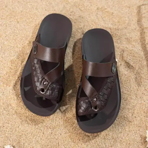 Men's Woven Thong Flip-Flop Sandals - Comfortable Non-Slip Summer Beach & Outdoor Slippers