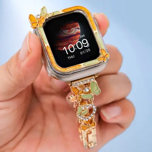 Artistic Painted Oil Butterfly Strap Compatible with Apple Watch Series 9, 8, SE & More - Elegant Replacement Bracelet Band