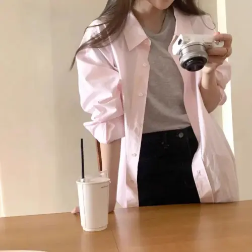 Women's French-Style Casual Long-Sleeve Shirt Jacket – Lightweight Sun-Protection Button-Down Top