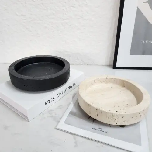 Luxury Natural Marble Flower Vase & Decorative Centerpiece – Modern Minimalist Stone Display Ornament