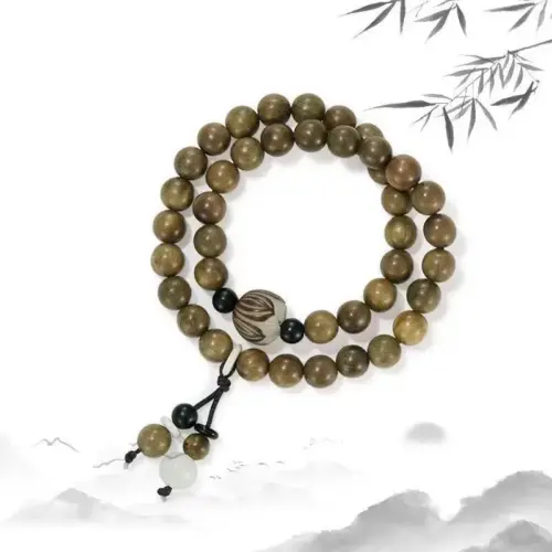 Golden Thread Sandalwood Beaded Bracelet - Neo-Chinese Spiritual Meditation Jewelry (8mm)
